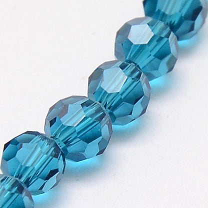 Steel Blue 6mm Faceted Round Glass Beads