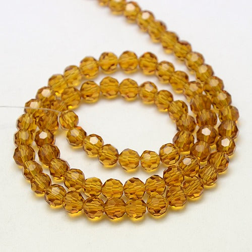 Golden Rod 8mm Faceted Round Glass Beads