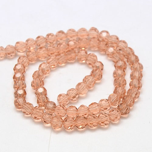 Light Salmon 4mm Faceted Round Glass Beads