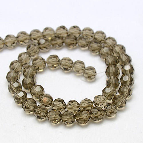 Gray 8mm Faceted Round Glass Beads