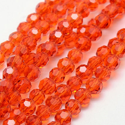 Red 4mm Faceted Round Glass Beads