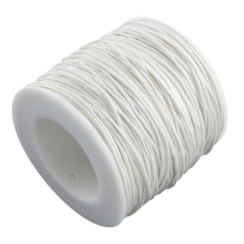 White Waxed Cotton Cord 1mm 74M Roll