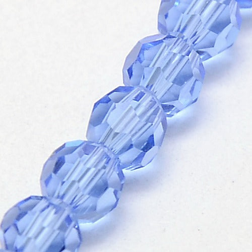 Light Sky Blue 8mm Faceted Round Glass Beads