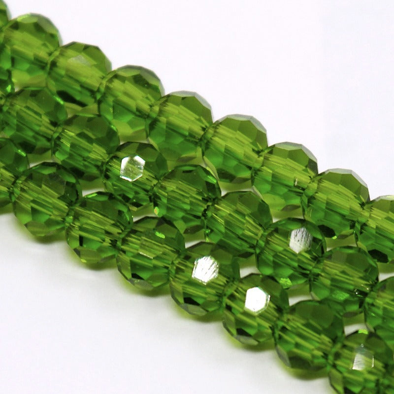 Green 8mm Faceted Round Glass Beads