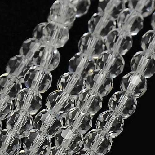 Clear 6mm Faceted Round Glass Beads