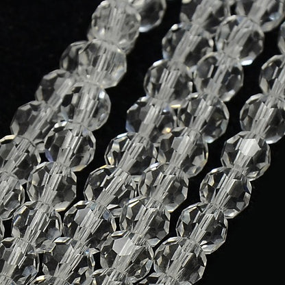 Clear 6mm Faceted Round Glass Beads