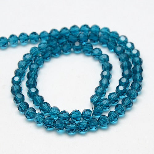 Steel Blue 8mm Faceted Round Glass Beads