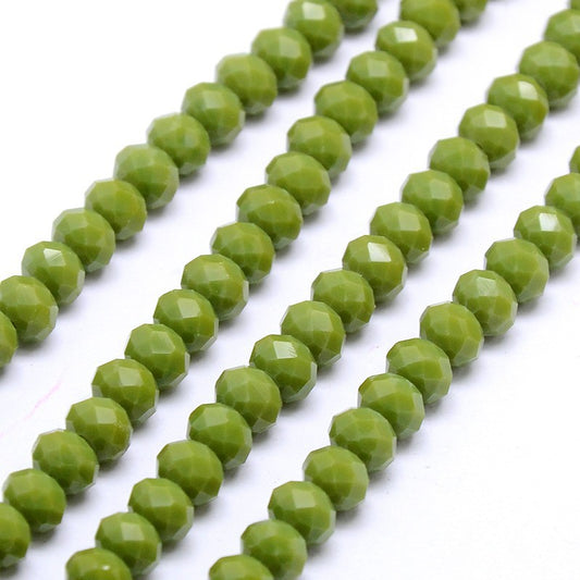 Olive Drab 6x4mm Faceted Abacus Glass Beads