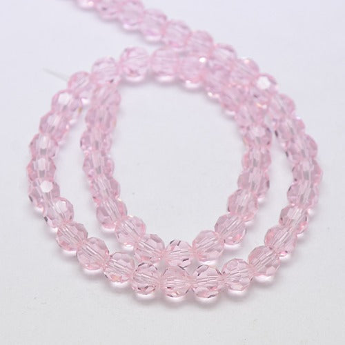 Misty Rose 6x4mm Faceted Abacus Glass Beads