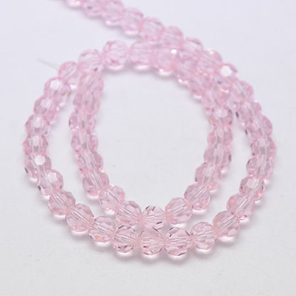 Misty Rose 6x4mm Faceted Abacus Glass Beads