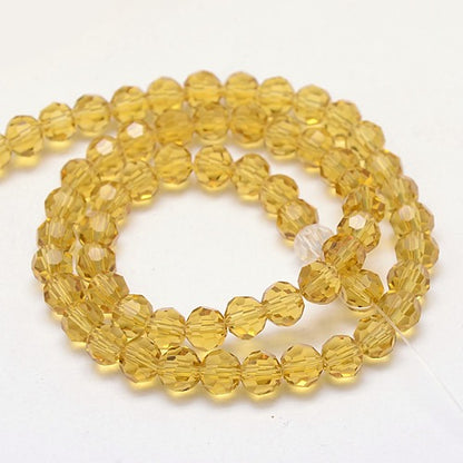 Light Khaki 8mm Faceted Round Glass Beads