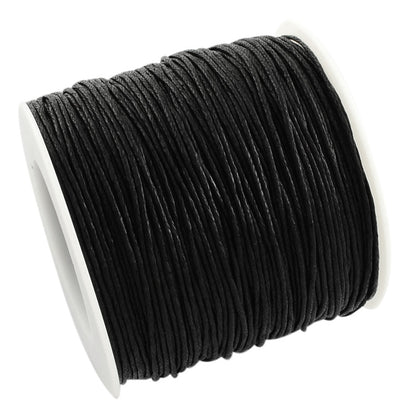 Black Waxed Cotton Cord 1mm 90M Roll