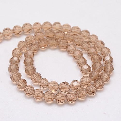 Burly Wood 8mm Faceted Round Glass Beads