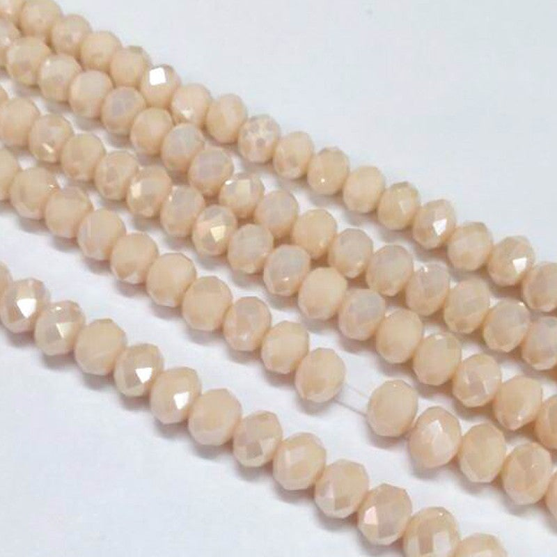 Bisque Electroplate 6x4mm Faceted Abacus Glass Beads