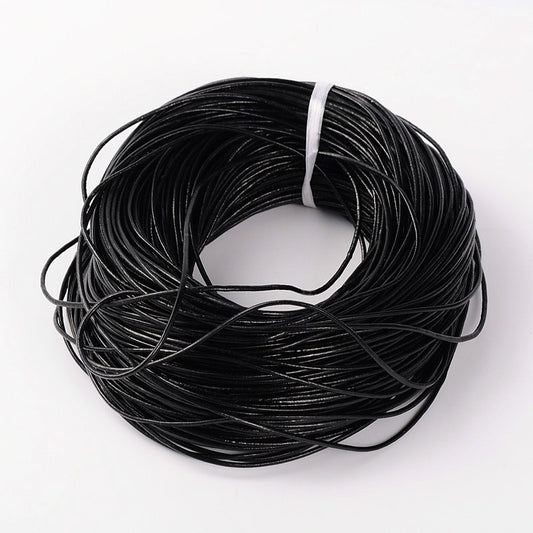 Black Cowhide Leather Cord 1.5mm Round 10M Roll