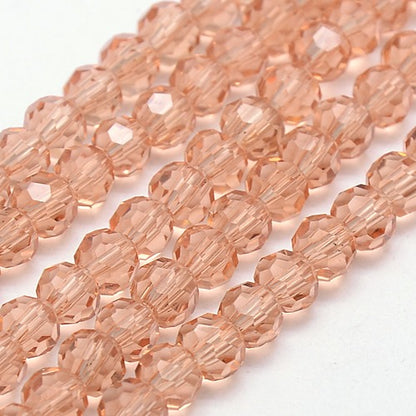 Light Salmon 8mm Faceted Round Glass Beads