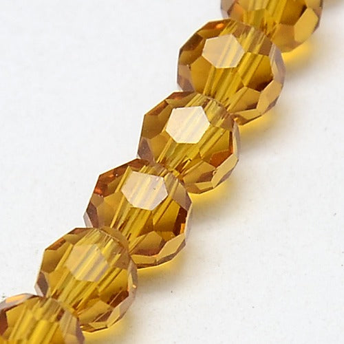 Golden Rod 6mm Faceted Round Glass Beads