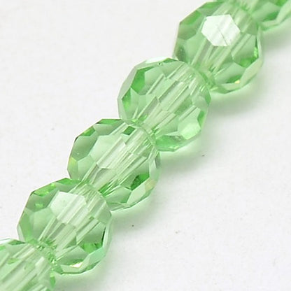 Pale Green 6mm Faceted Round Glass Beads