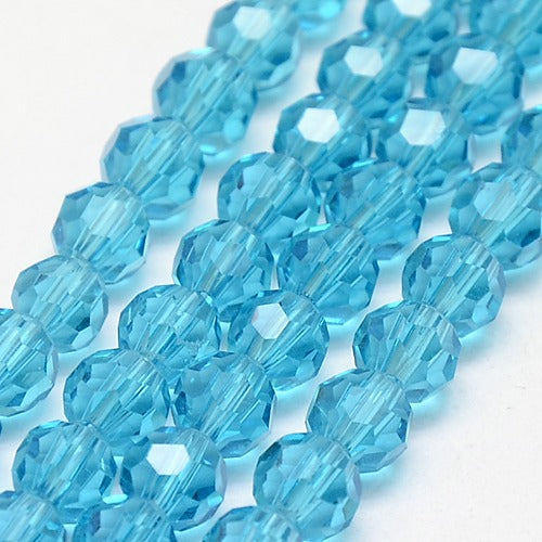 Sky Blue 4mm Faceted Round Glass Beads