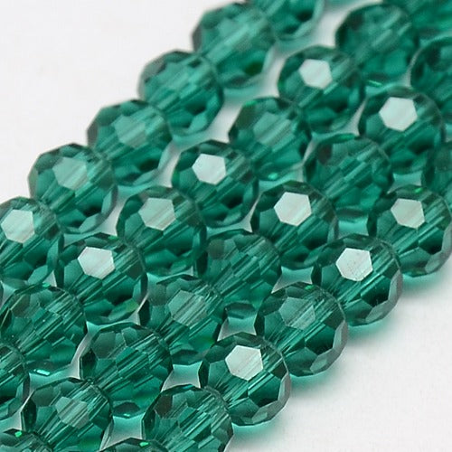 Teal 6mm Faceted Round Glass Beads