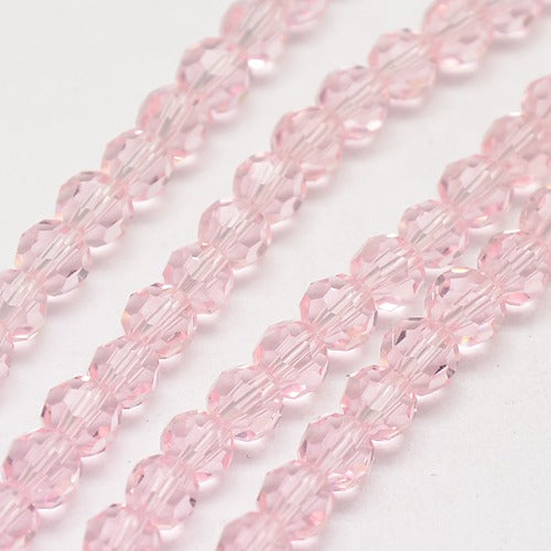 Misty Rose 6mm Faceted Round Glass Beads