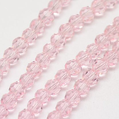 Misty Rose 6mm Faceted Round Glass Beads