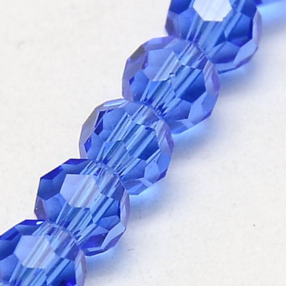 Blue 6mm Faceted Round Glass Beads