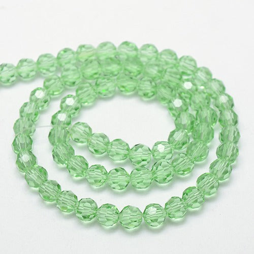 Pale Green 8mm Faceted Round Glass Beads