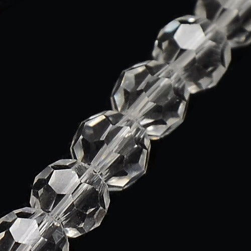 Clear 4mm Faceted Round Glass Beads