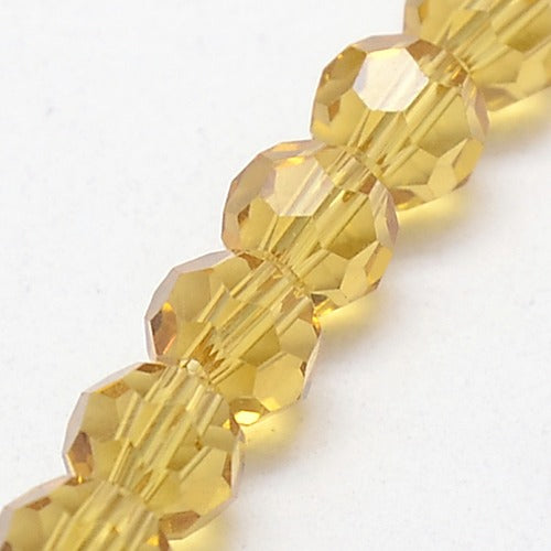 Light Khaki 8mm Faceted Round Glass Beads