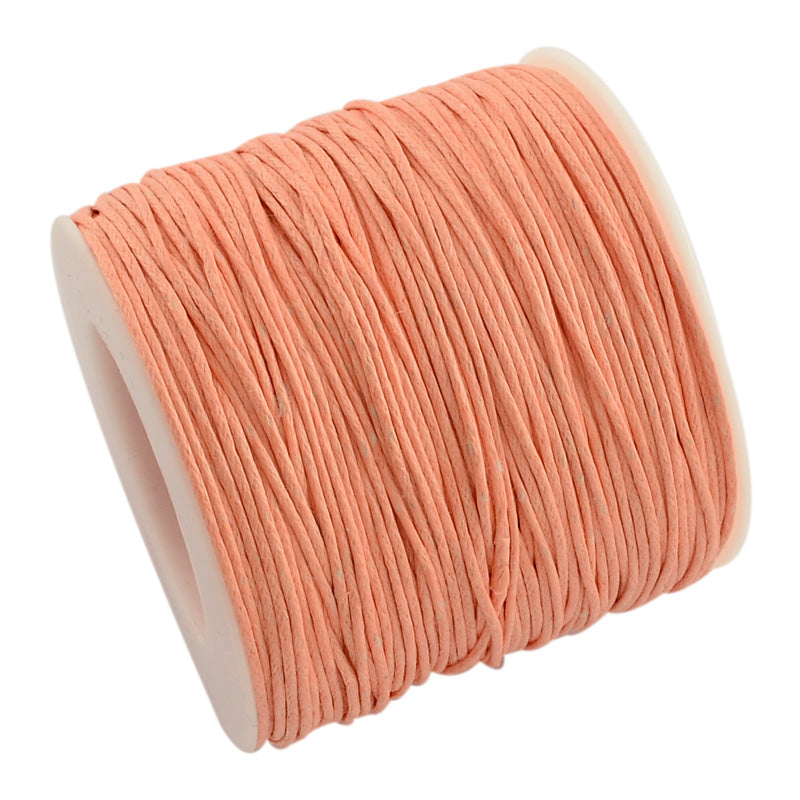 Peach Waxed Cotton Cord 1mm 90M Roll