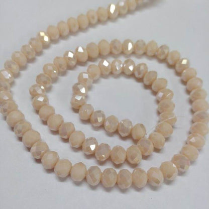 Bisque Electroplate 6x4mm Faceted Abacus Glass Beads