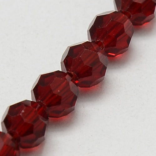 Dark Red 8mm Faceted Round Glass Beads