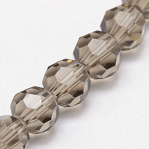 Gray 6mm Faceted Round Glass Beads