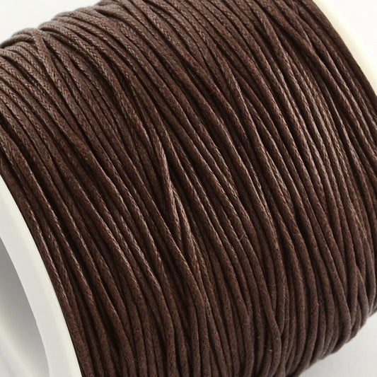 Dark Brown Waxed Cotton Cord 1mm 90M Roll