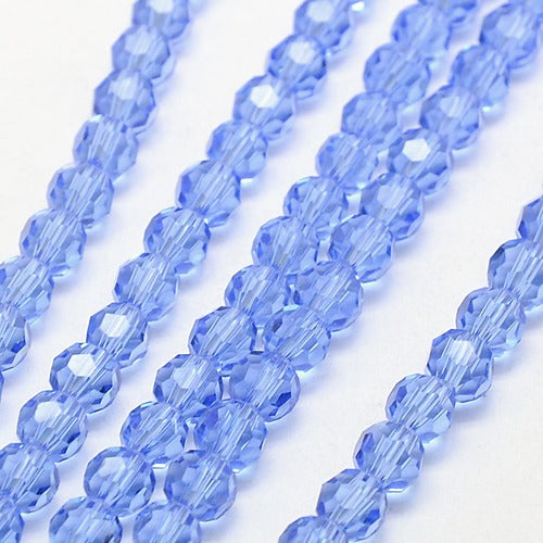 Light Sky Blue 8mm Faceted Round Glass Beads