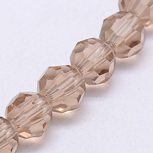 Burly Wood 6mm Faceted Round Glass Beads