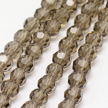 Gray 6mm Faceted Round Glass Beads