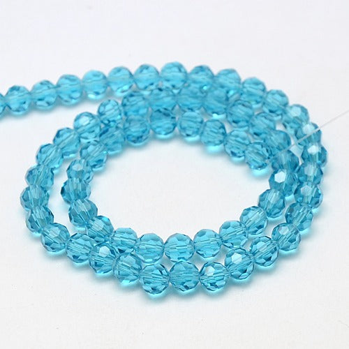 Sky Blue 8mm Faceted Round Glass Beads