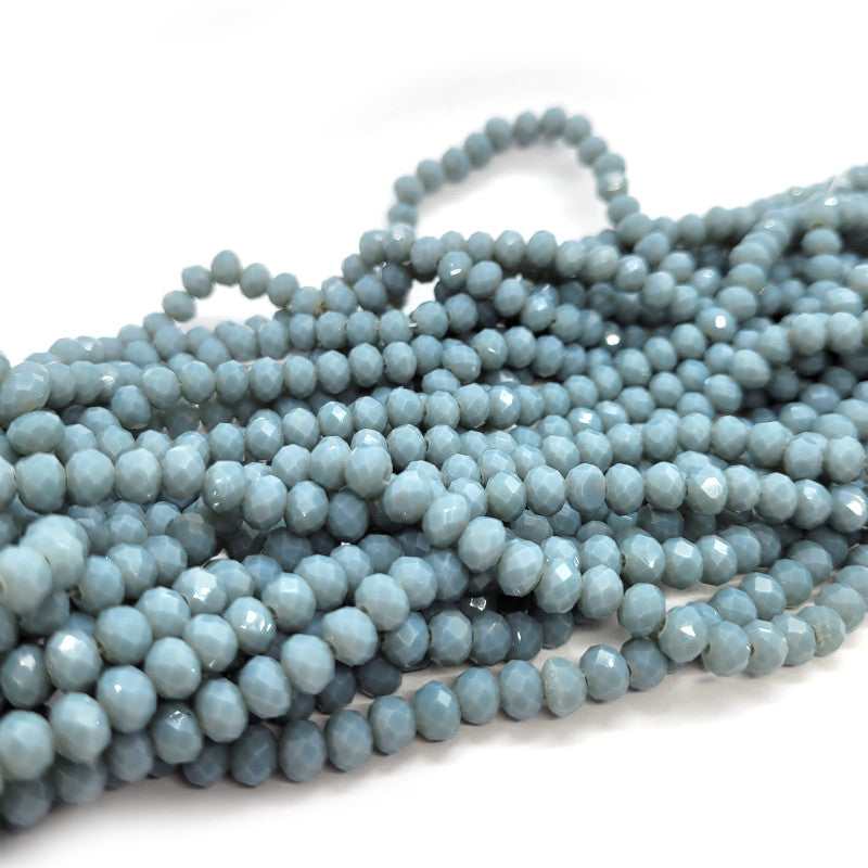 Cadet Blue 6x4mm Faceted Abacus Glass Beads