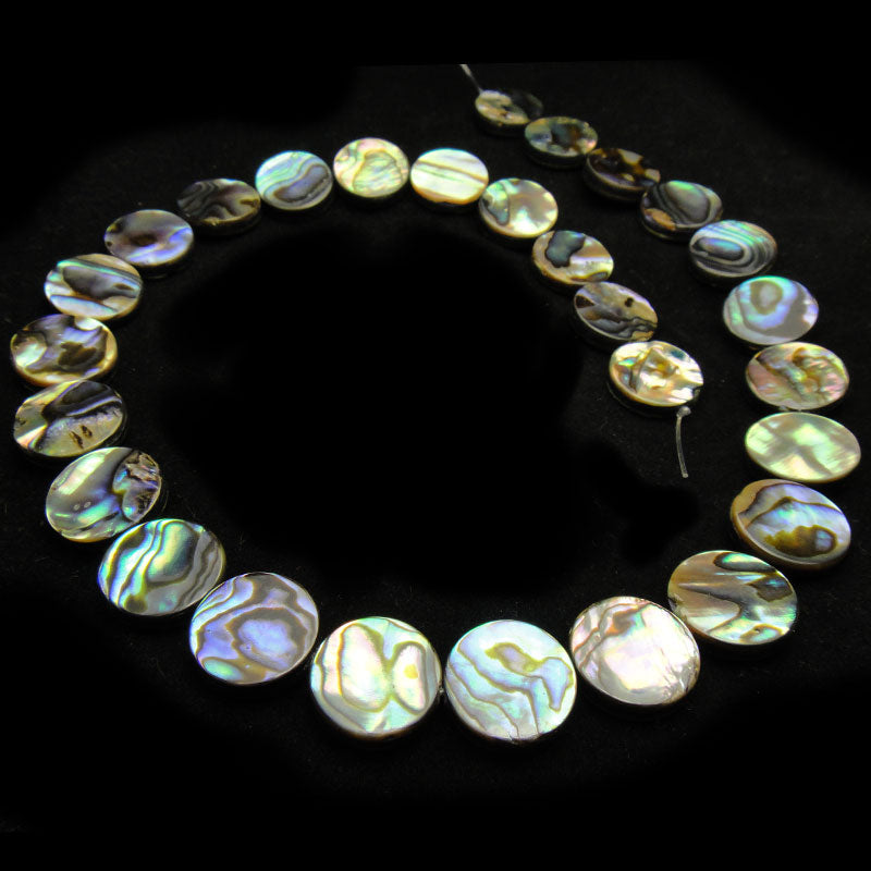 Abalone 14mm Coin Beads