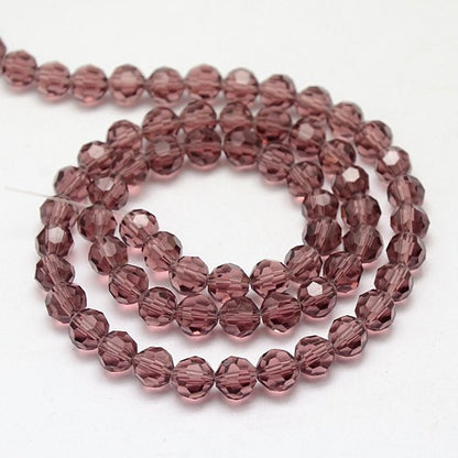 Purple 6mm Faceted Round Glass Beads