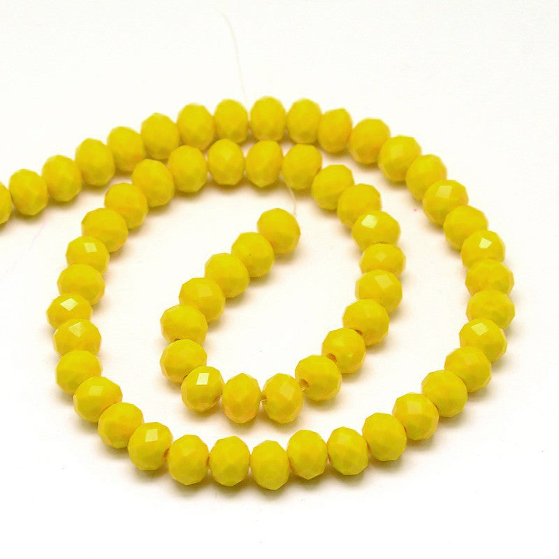 Yellow 6x4mm Faceted Abacus Glass Beads