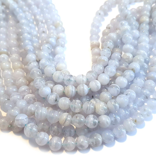 C-Grade Blue Lace Agate 6mm Round Beads