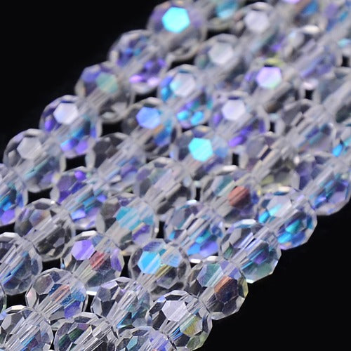 Clear AB Colour Electroplate 8mm Round Glass Beads