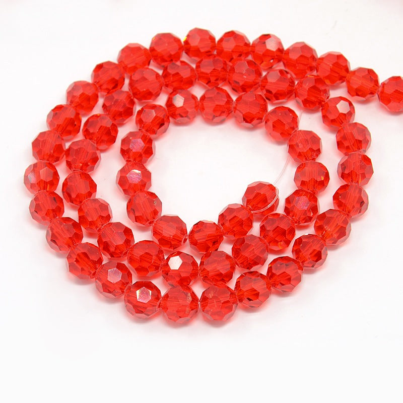 Red 8mm Faceted Round Glass Beads