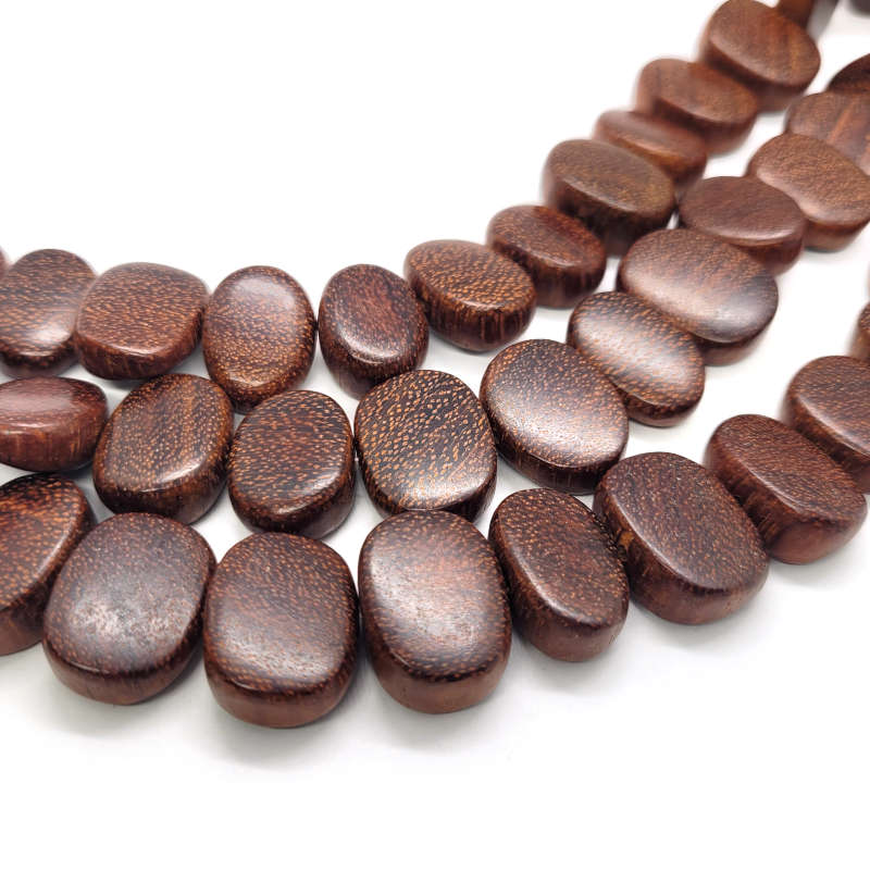 Bayong Side Drilled Oval Nugget Wood Beads