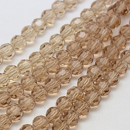 Burly Wood 8mm Faceted Round Glass Beads