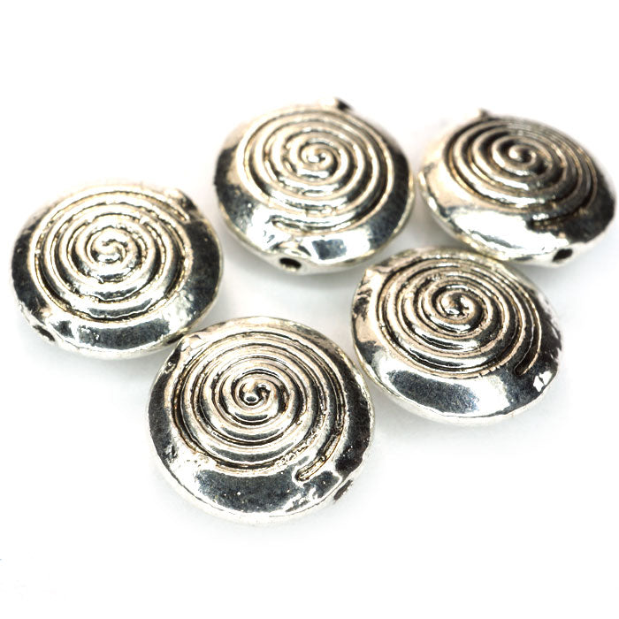 Tibetan Silver 12x4.5mm Disc Beads (Pack 5)