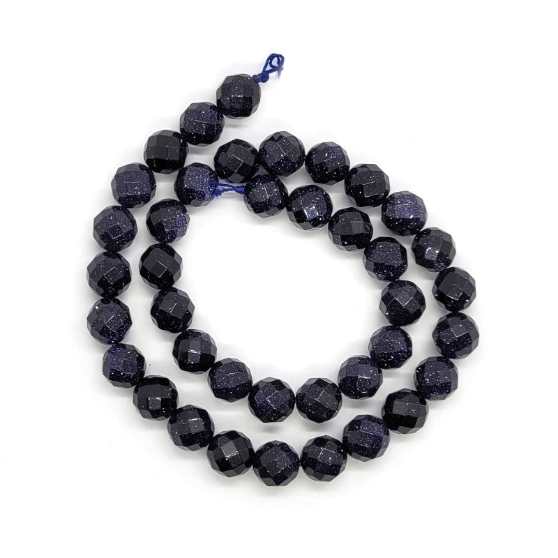 Blue Goldstone Faceted 10mm Round Beads